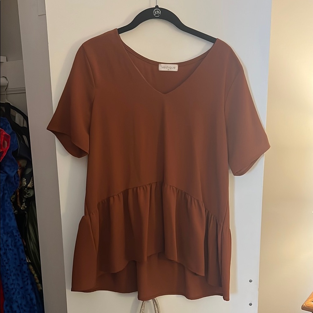 Women's Brown V-Neck Top